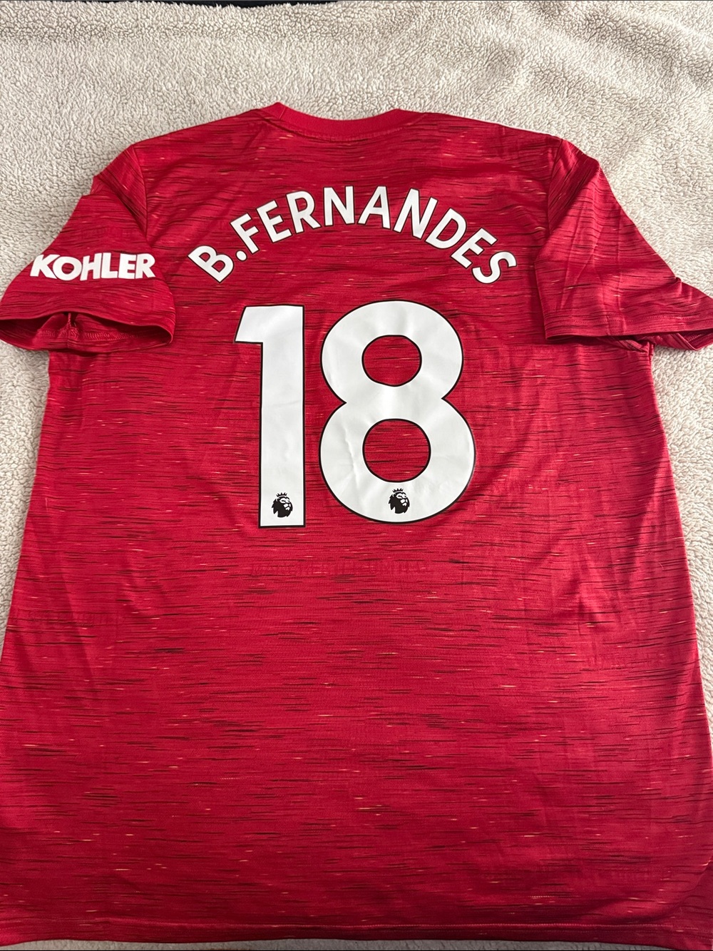 Manchester United #18 Bruno Fernandes 2020-21 Adidas Home Premier League Jersey
